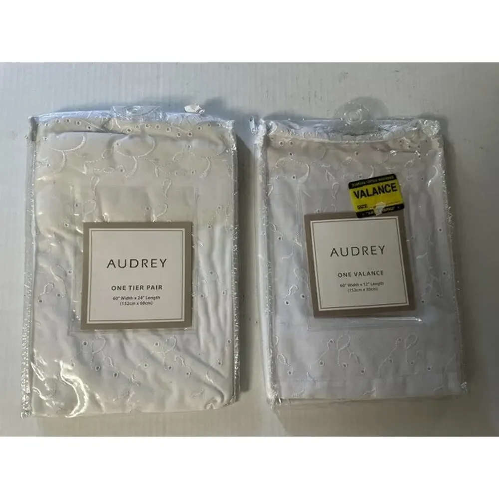 Audrey One Tier Pair 60x36 or 60x24 and One Valance 60x12 NEW